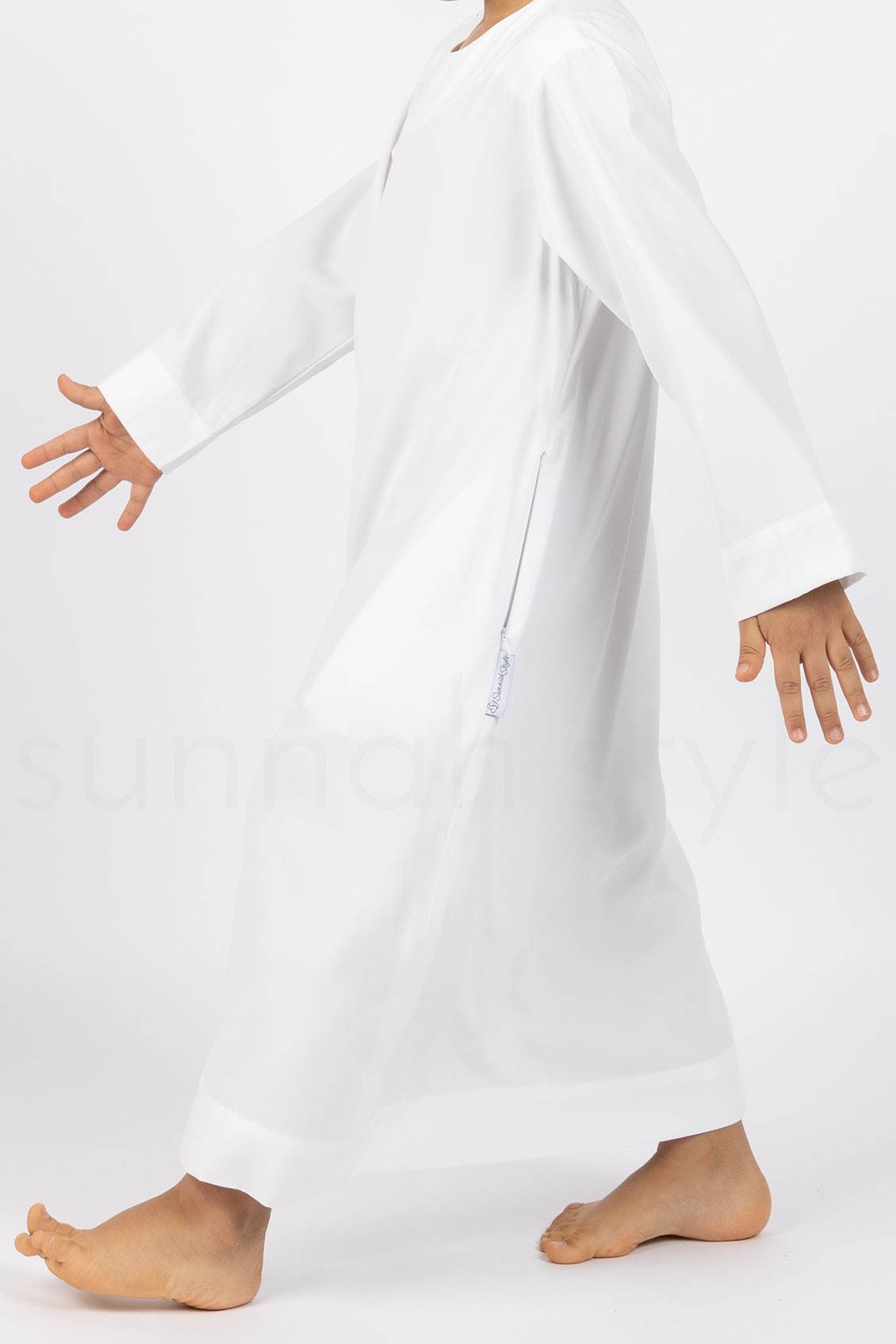 Sunnah Style Boys Shoulder Snap Thobe Creamy White Kids Child Jubbah